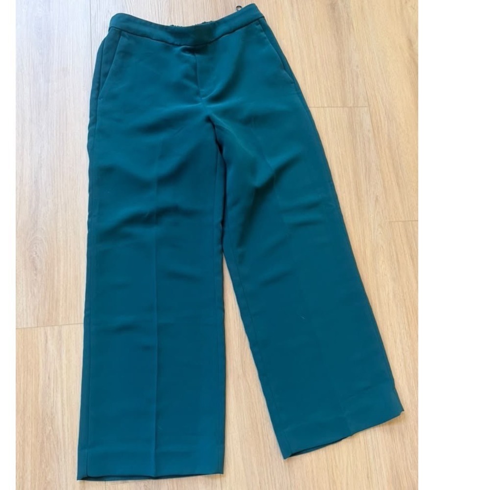 Banana Republic Hayden Wide Leg Pants Teal Green High Rise Trousers 762785 M
